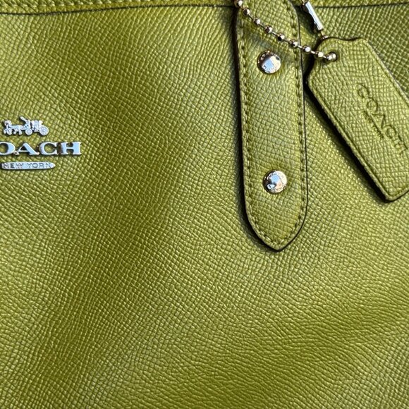 Coach Leather Tote Bag, style F58846, lime green - Picture 8 of 15